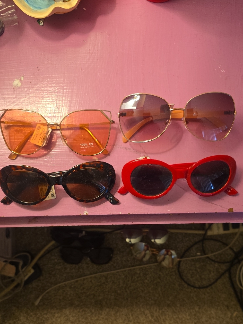 Icing Red Oval Sunglasses with Black and Tortoiseshell Styles - Assorted Colors